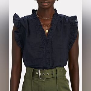 Frame Lauren Ruffled Ramie Blouse